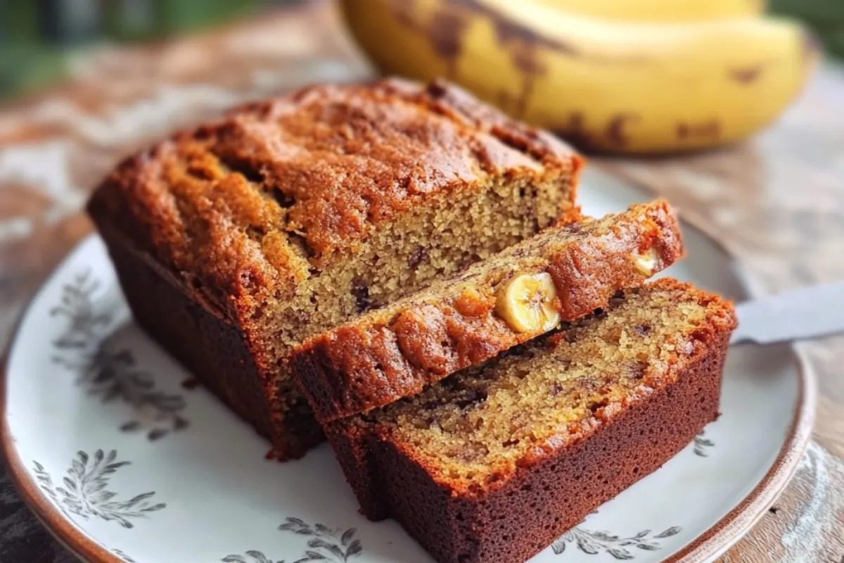 easy banana bread, simple banana bread, quick banana bread recipe, 4 ingredient bread, banana bread with few ingredients