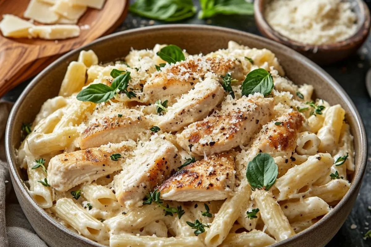 garlic pasta with chicken, creamy garlic parmesan pasta, chicken parmesan pasta, parmesan chicken pasta, garlic chicken pasta recipe