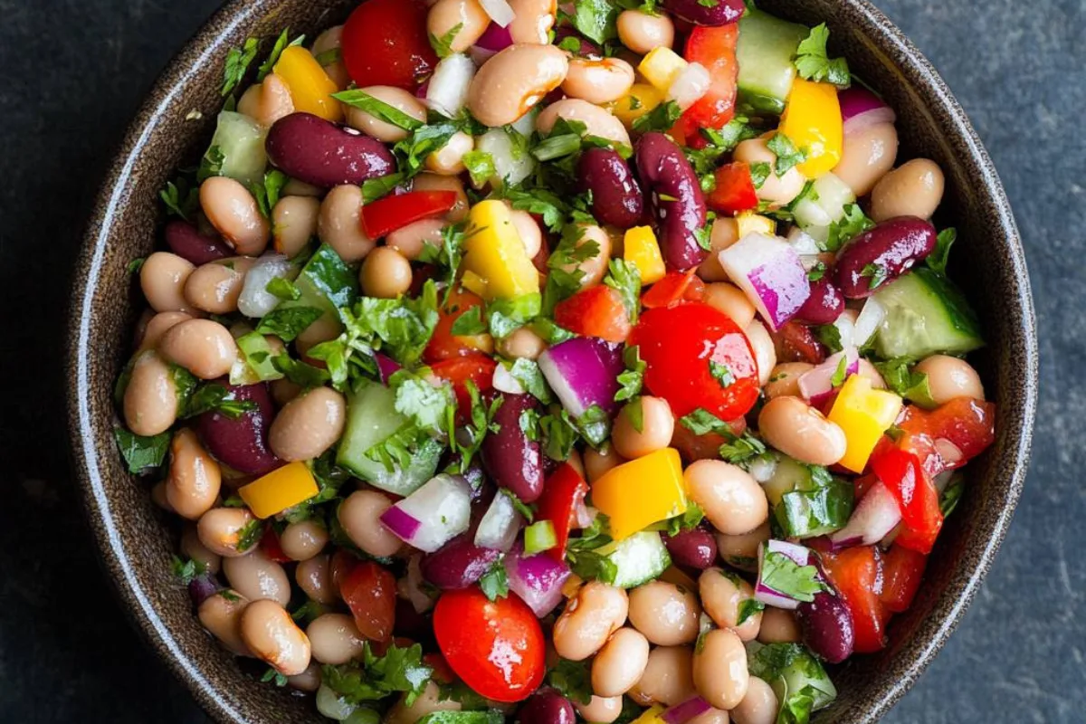 bean salad recipe, healthy bean salad, vegetable bean salad, easy bean salad recipe, simple bean salad recipe