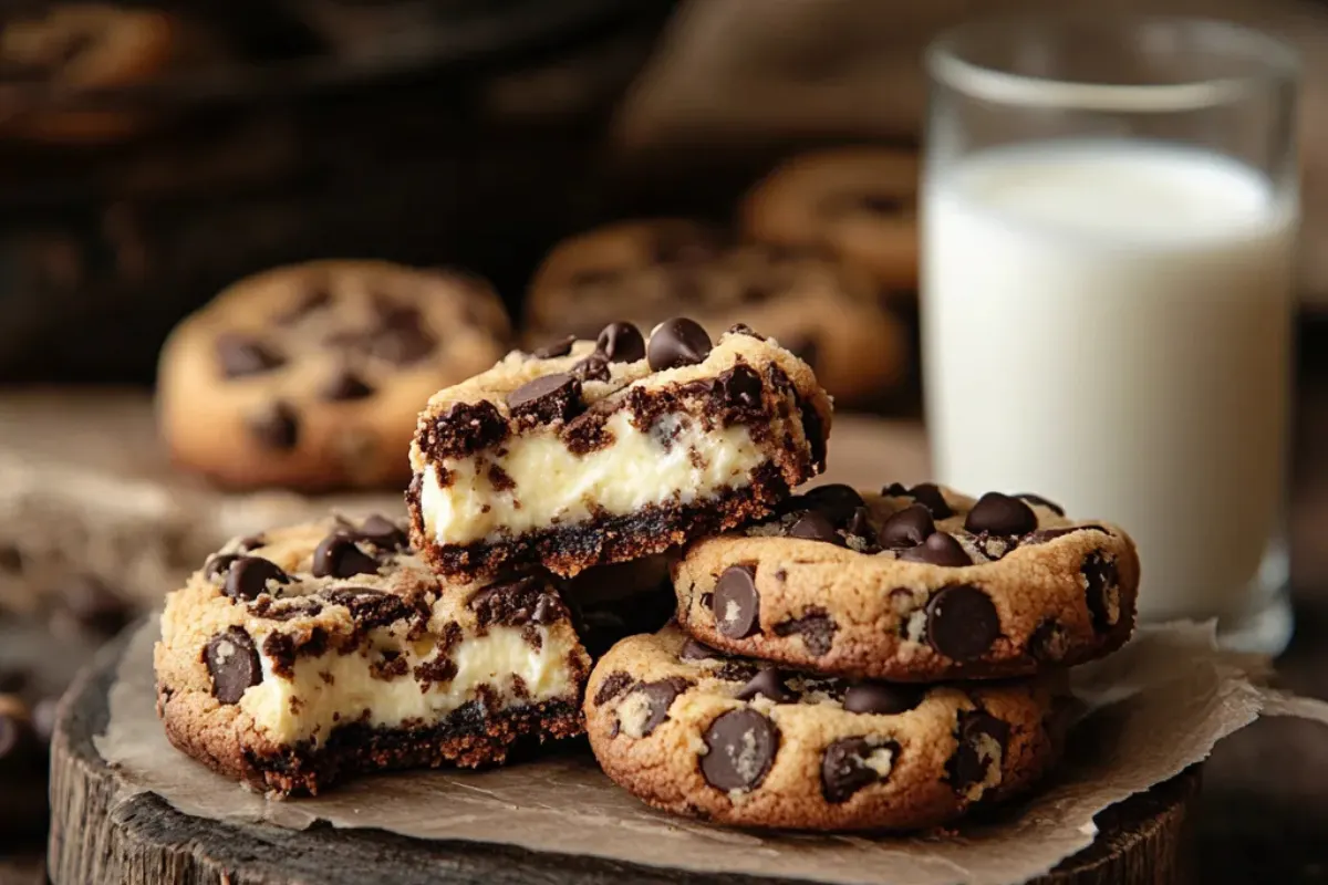 cheesecake chocolate chip cookies, chocolate chip cheesecake cookie recipe, easy chocolate chip cheesecake cookies, creamy cheesecake cookies, dessert cookies with chocolate chips