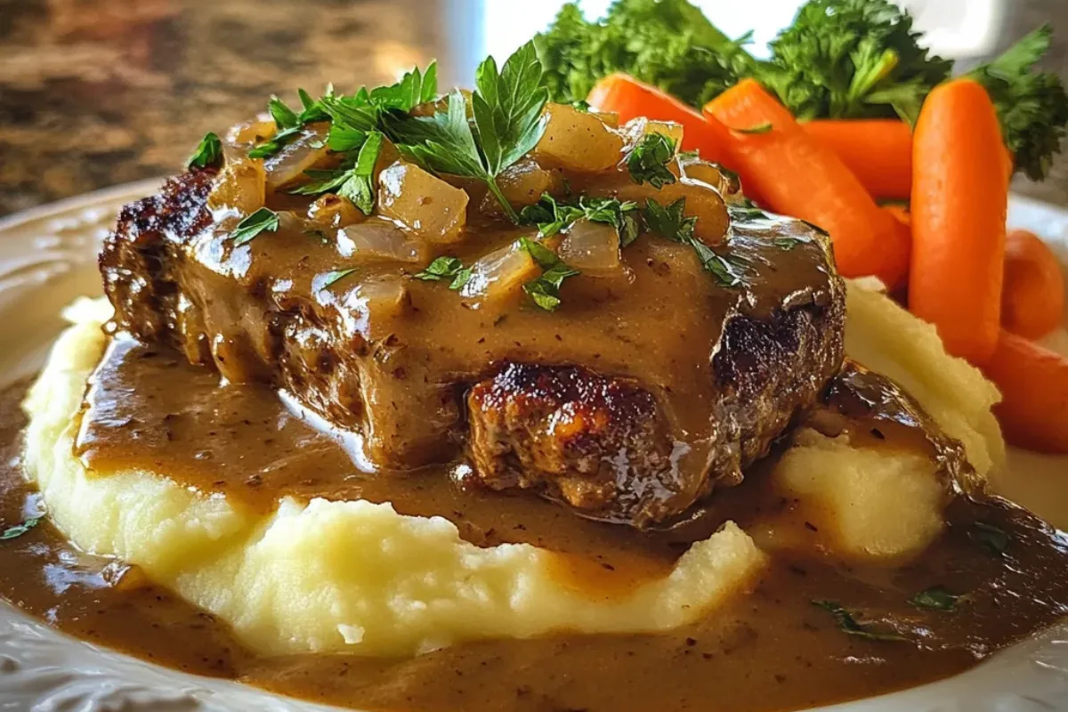 classic Salisbury steak recipe, vintage Salisbury steak, traditional Salisbury steak, homemade Salisbury steak, easy Salisbury steak recipe