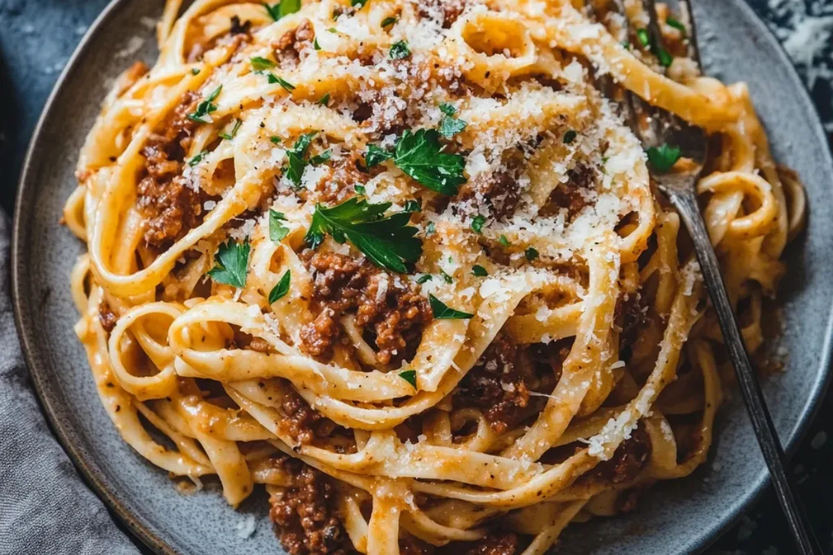 creamy fettuccine alfredo, pasta with ragu sauce, alfredo pasta with ragu, fettuccine alfredo recipe, pasta alfredo with ragu