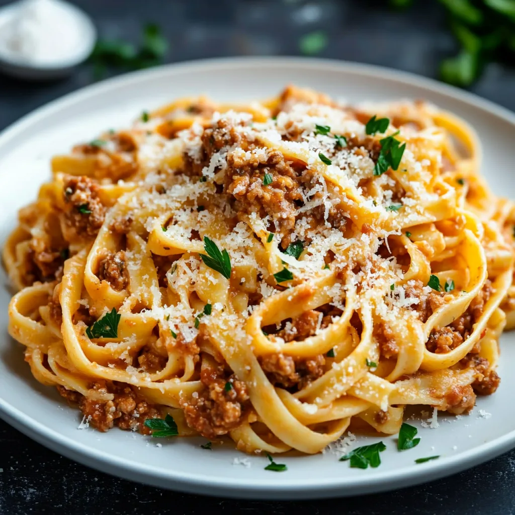 creamy fettuccine alfredo, pasta with ragu sauce, alfredo pasta with ragu, fettuccine alfredo recipe, pasta alfredo with ragu