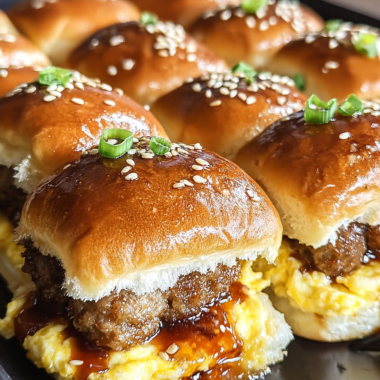 Sausage Egg and Cheese Breakfast Sliders with Syrup Glaze