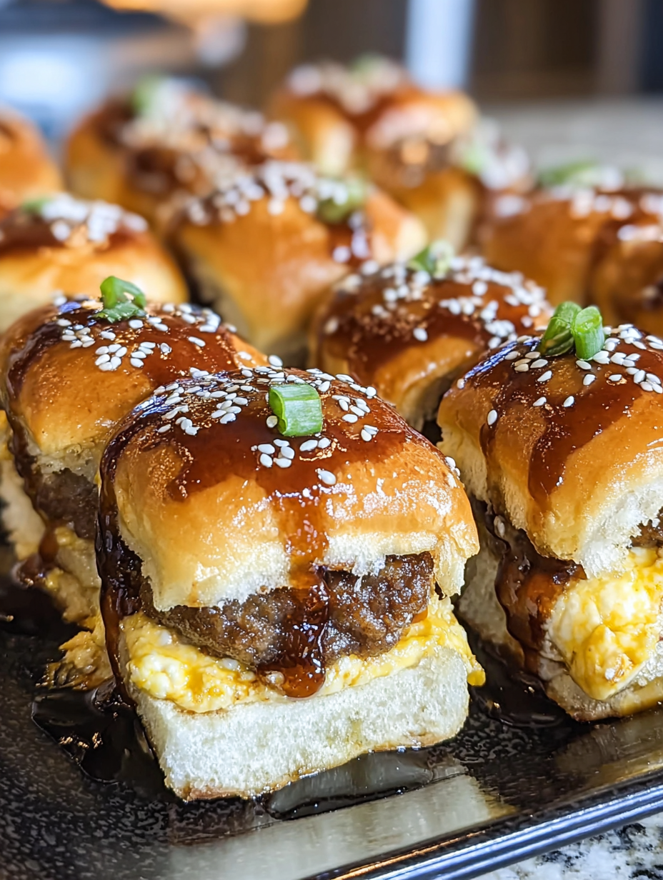 Sausage Egg and Cheese Breakfast Sliders with Syrup Glaze preparation