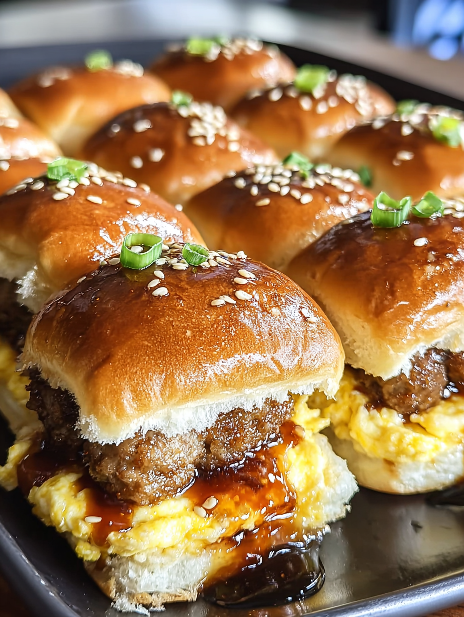 Sausage Egg and Cheese Breakfast Sliders with Syrup Glaze